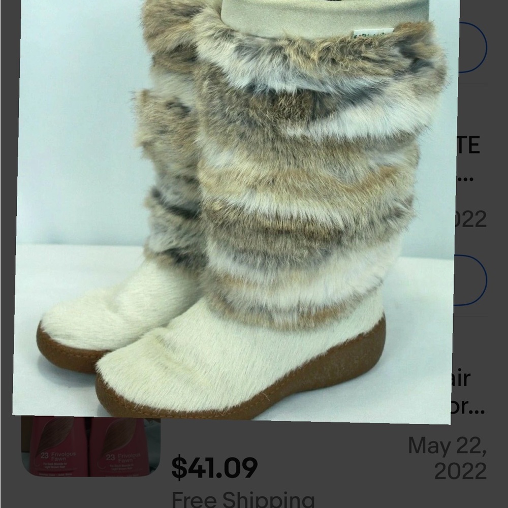 Pajar Off White Winter Rabbit Fur Boots